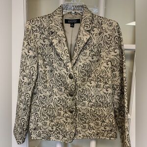 Gold Textured Paisley Pattern Blazer By Kasper- Size 8